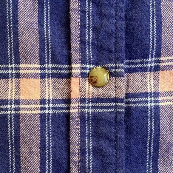 Jachs Girlfriend Womens Purple Plaid Flannel Shirt Pearl Snap Buttons Tab Sleeve - Picture 9 of 12